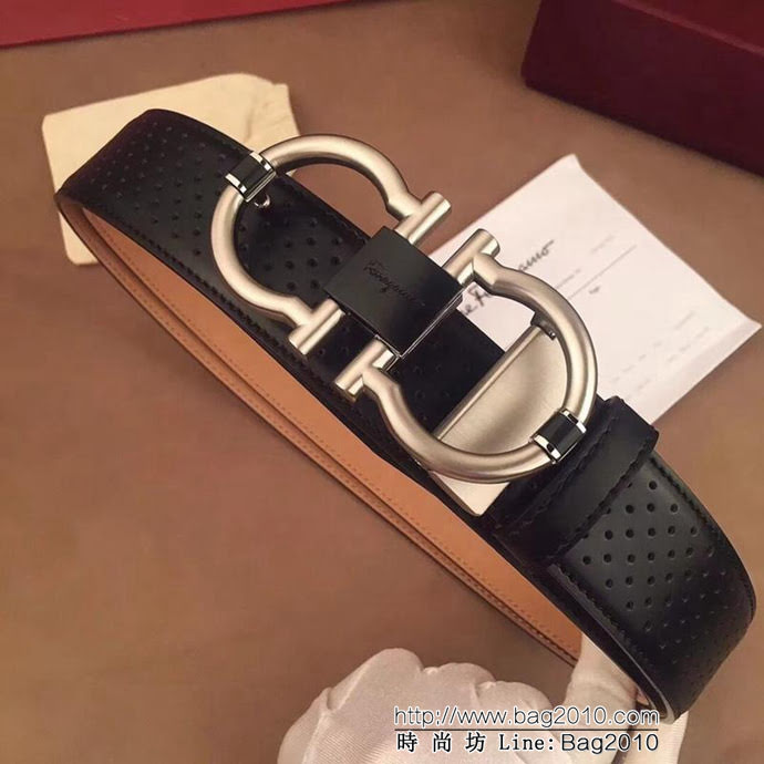 Ferragamo菲拉格慕 進口牛皮沖孔工藝 獨特風格 精鋼扣 男士皮帶  xfp1184
